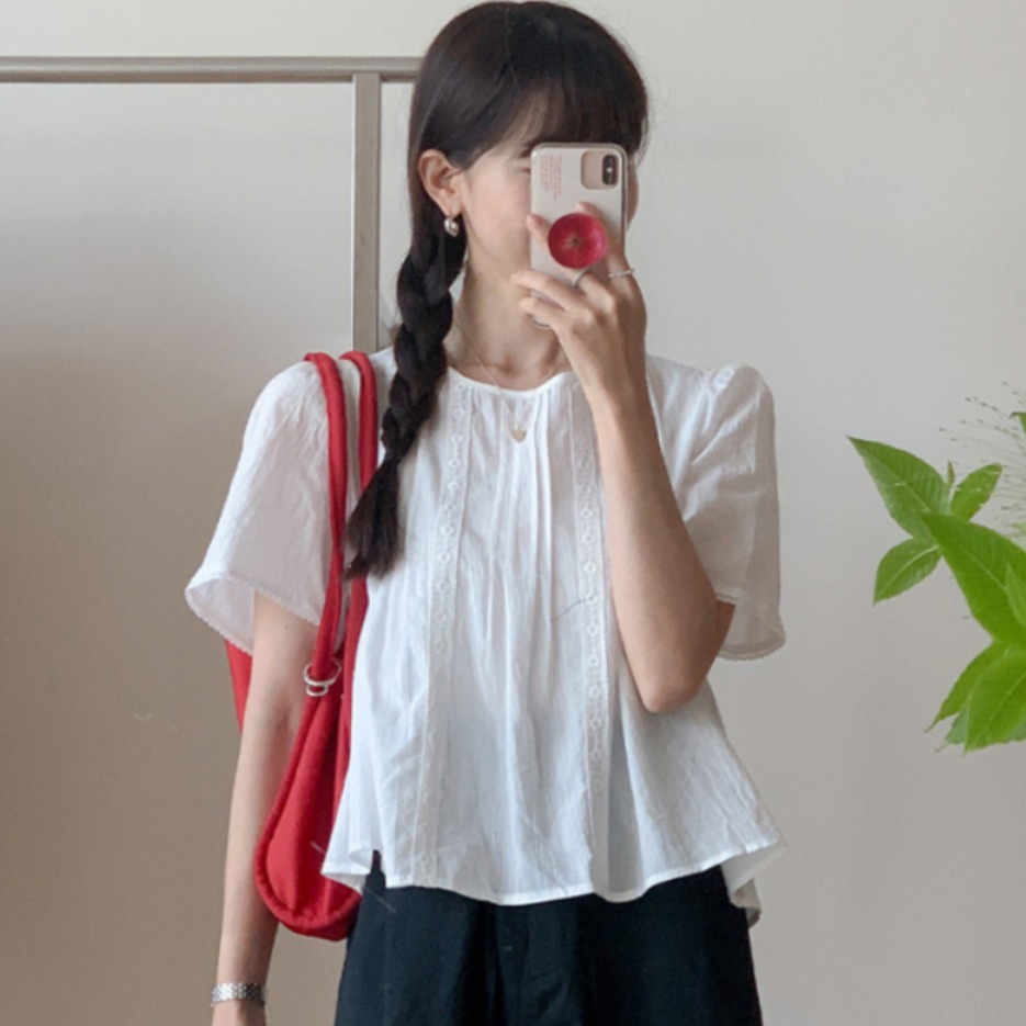 Summer Clothing For Teens - Sweet Style Lace Trim Blouse Women's