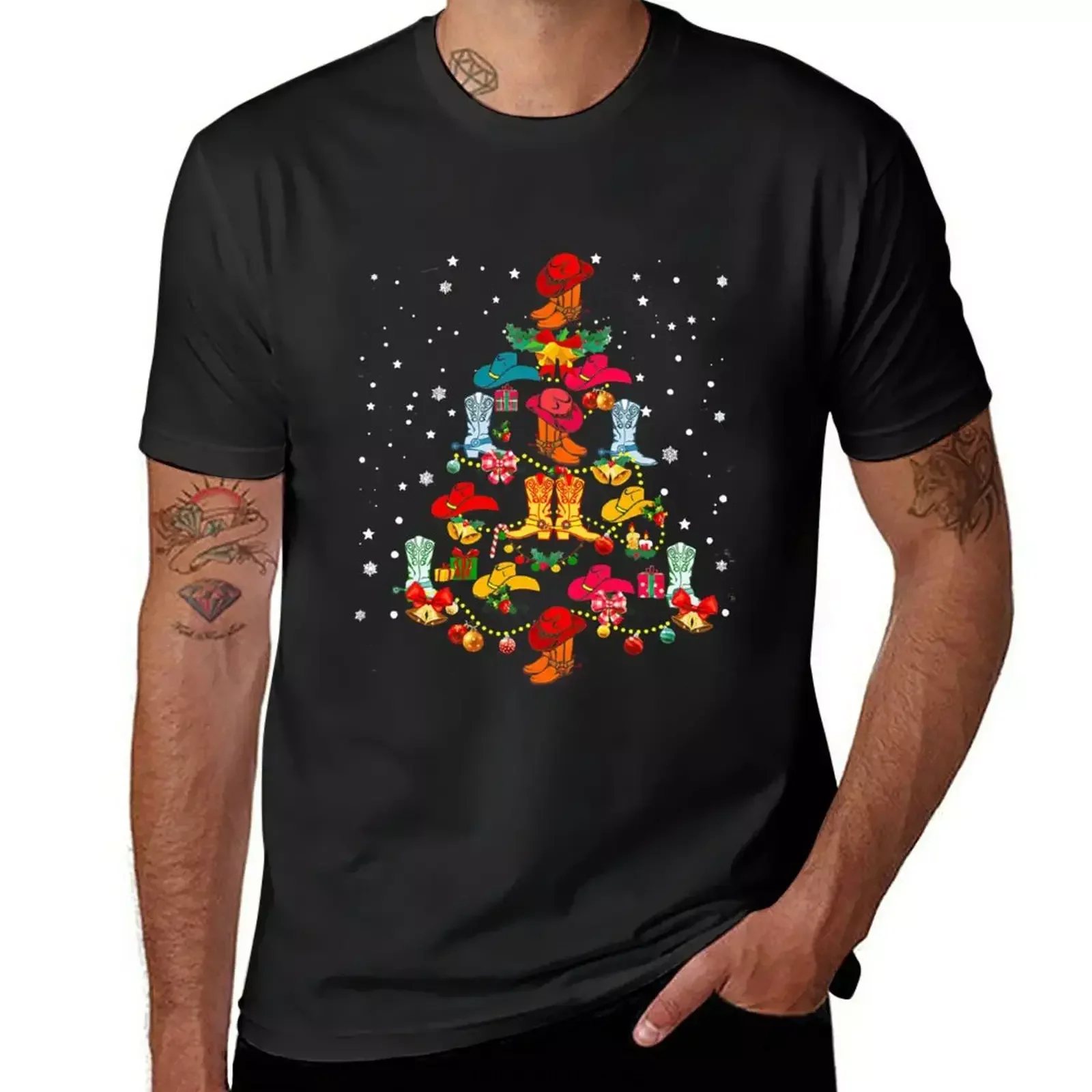 Summer Clothing Aesthetic - Cowboy Boots Christmas Tree T-Shirt quick
