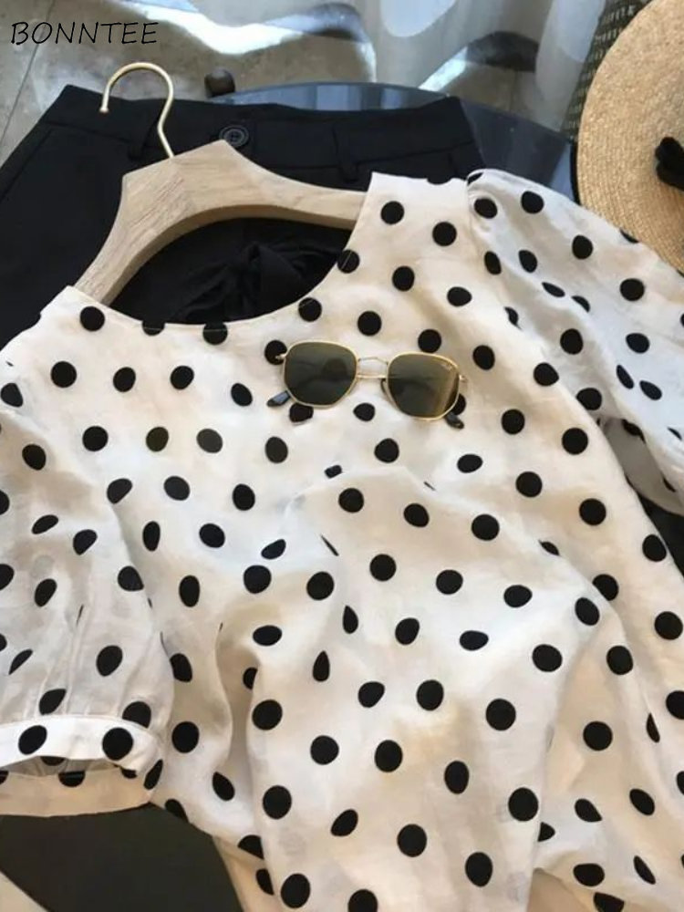 Polka Dot Blouses Women Elegan - Summer Clothing Aesthetic review and price