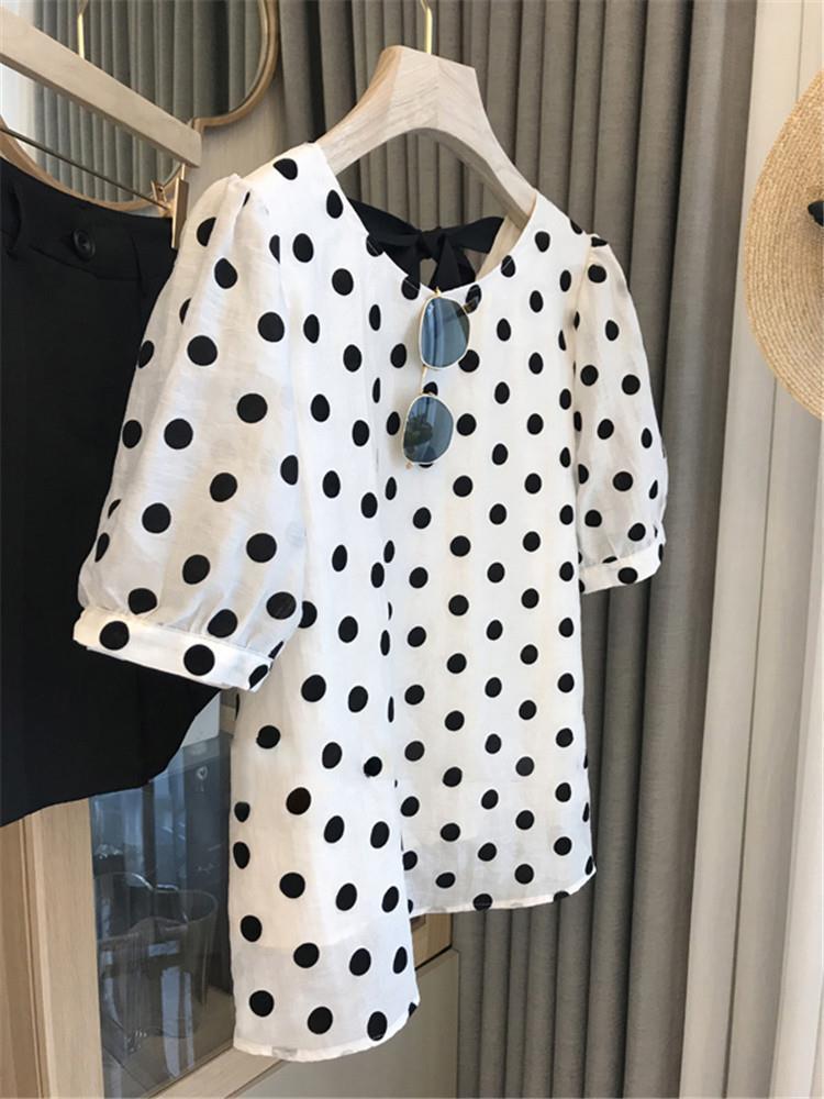 Polka Dot Blouses Women Elegan - Summer Clothing Aesthetic review and price