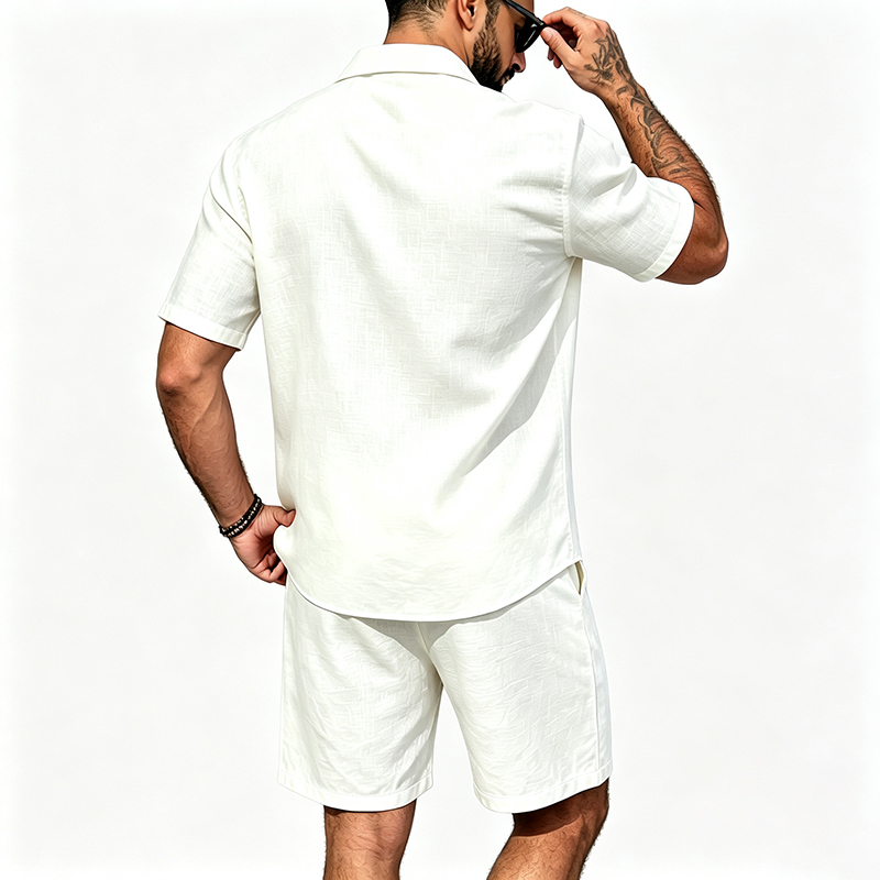 Men Linen Two Piece Outfit Sho - Summer Clothing Types review and price