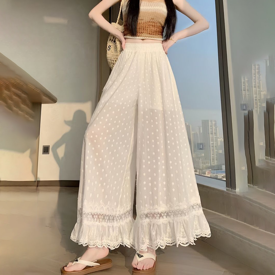 Women White Elastic High Waist - Palazzo Pant Wide review and price