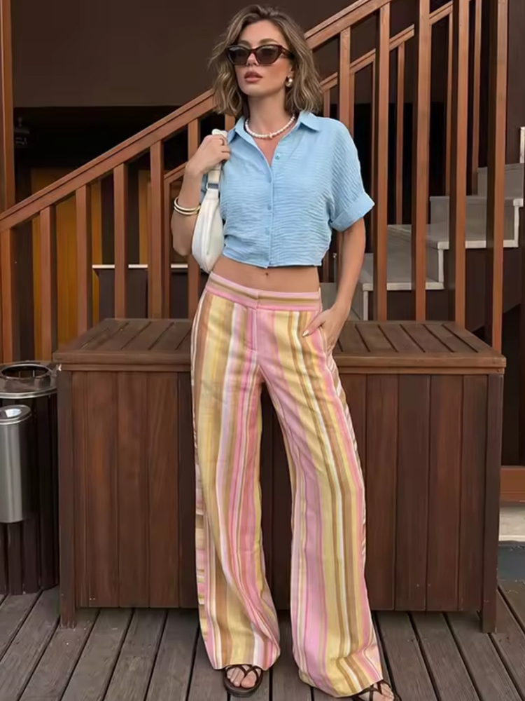 Women's Striped Pants Female L - Palazzo Pant Wide review and price
