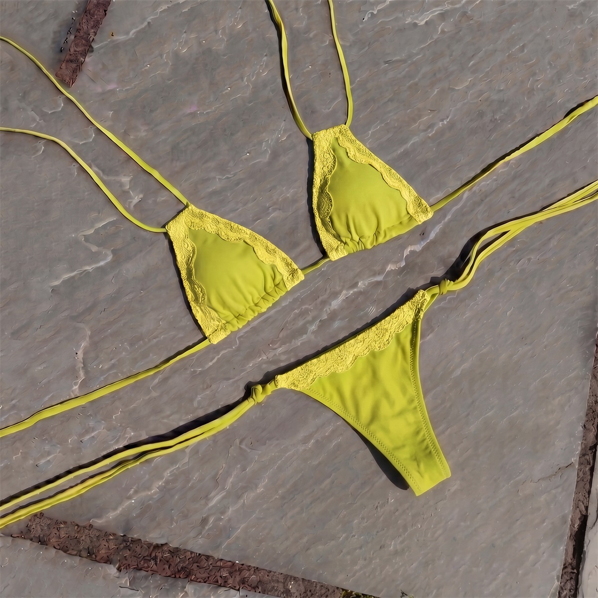 Lace 3Pcs Sexy Bikini Sexy Wom - Swim Cover Up Mesh review and price