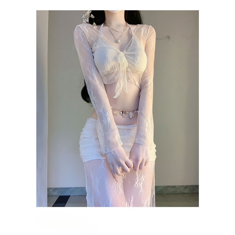 Elegant White Floral Mesh 4 Pi - Swim Cover Up Mesh review and price