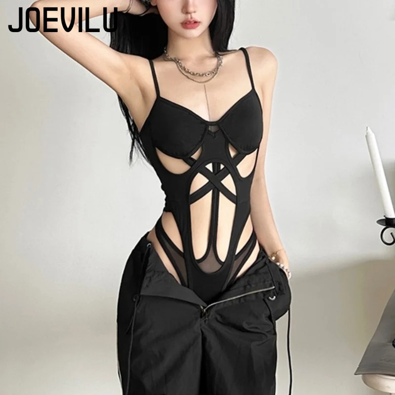 Y2K Black Bodysuit Women Hollo - Summer Clothing Aesthetic review and price