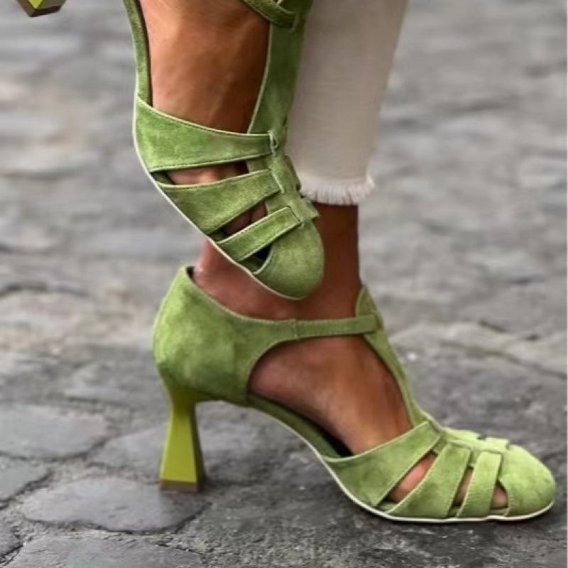 Women's Green Suede Kitten Hee - Summer Clothing Petite review and price