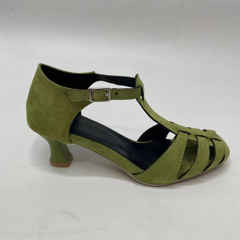Women's Green Suede Kitten Hee - Summer Clothing Petite review and price