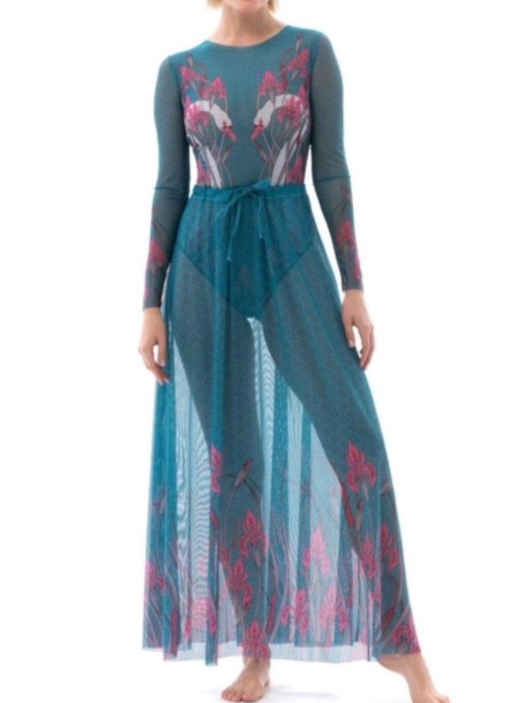Mesh Retro Bikini Print Fashio - Swim Cover Up Mesh review and price