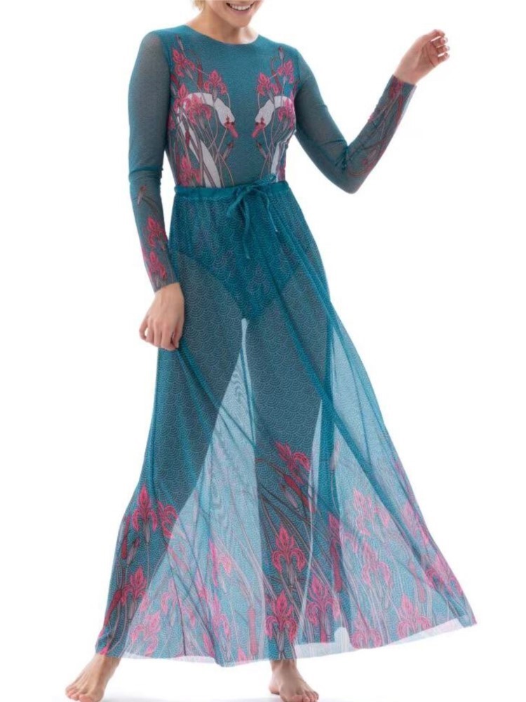 Mesh Retro Bikini Print Fashio - Swim Cover Up Mesh review and price