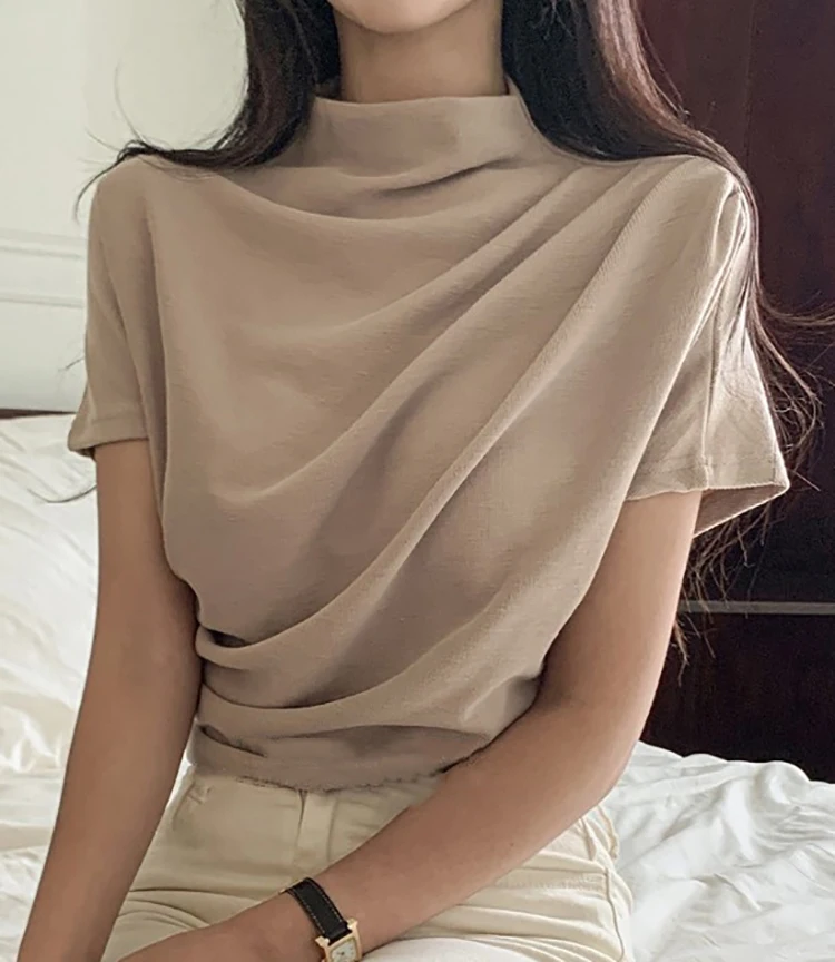 Half Turtleneck T Shirt Women  - Summer Clothing Drop review and price