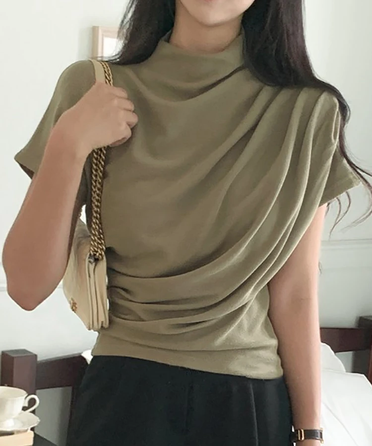 Half Turtleneck T Shirt Women  - Summer Clothing Drop review and price
