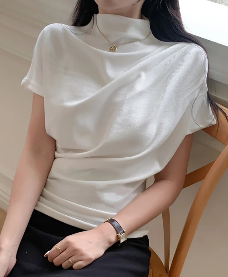 Half Turtleneck T Shirt Women  - Summer Clothing Drop review and price