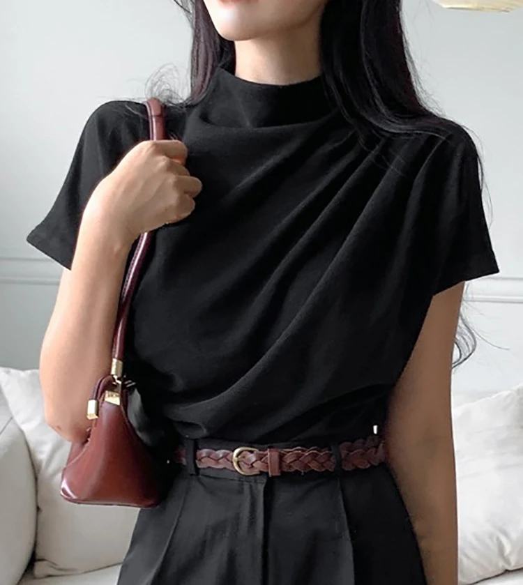 Half Turtleneck T Shirt Women  - Summer Clothing Drop review and price