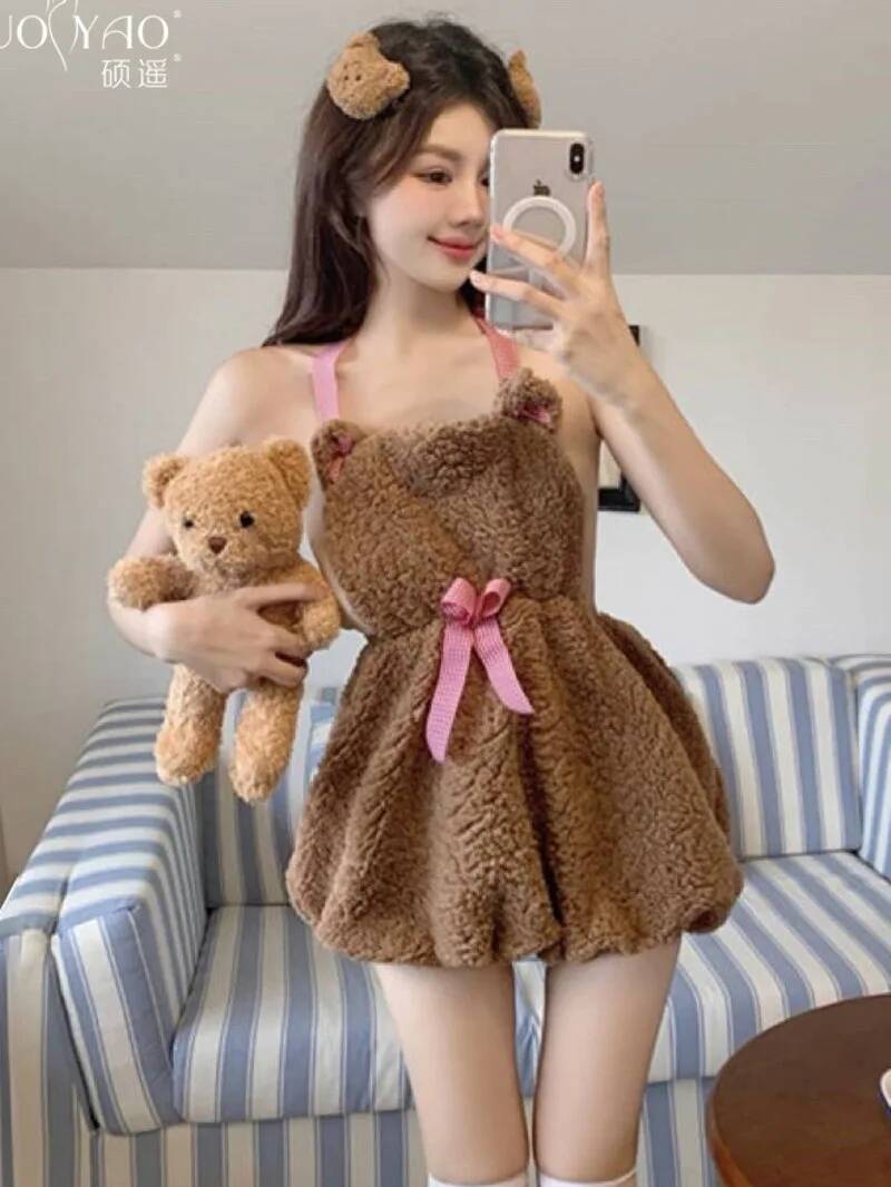 New Plush Backless Short Dress - Summer Clothing Drop review and price