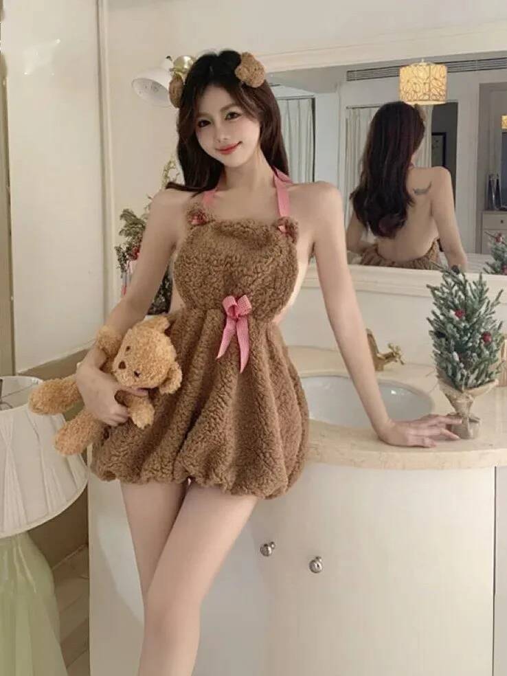 New Plush Backless Short Dress - Summer Clothing Drop review and price