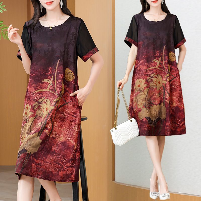 Elegant Mid-Length Printed Dre - Summer Clothing For Women Over 60 review and price