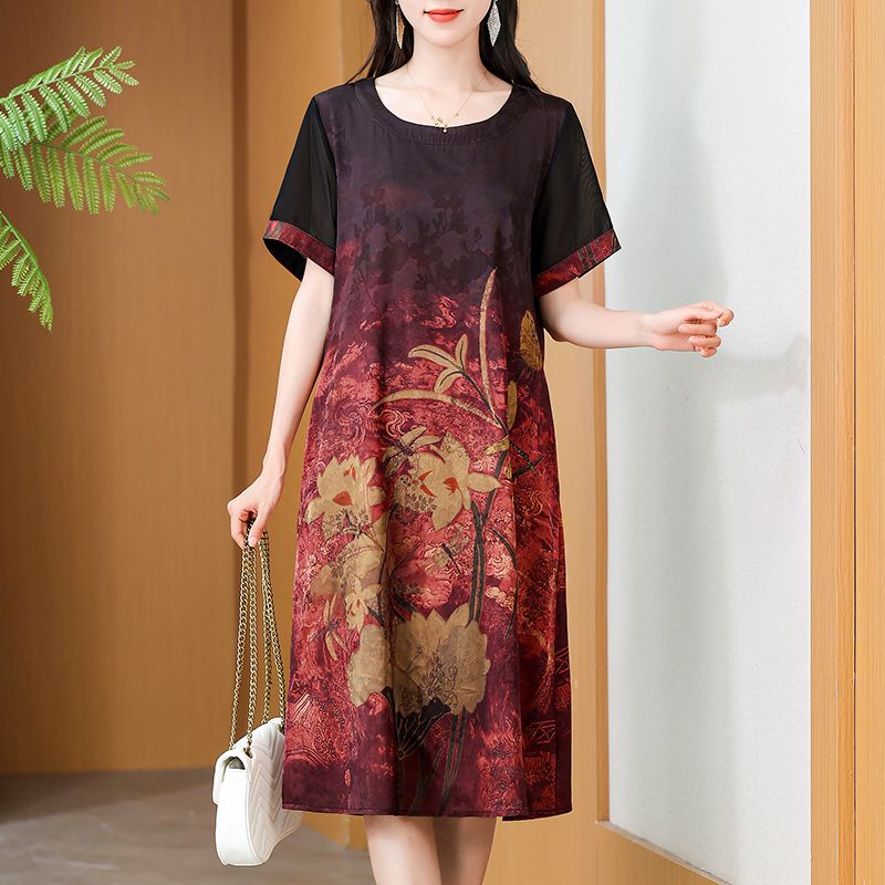 Elegant Mid-Length Printed Dre - Summer Clothing For Women Over 60 review and price