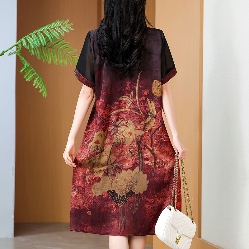 Elegant Mid-Length Printed Dre - Summer Clothing For Women Over 60 review and price