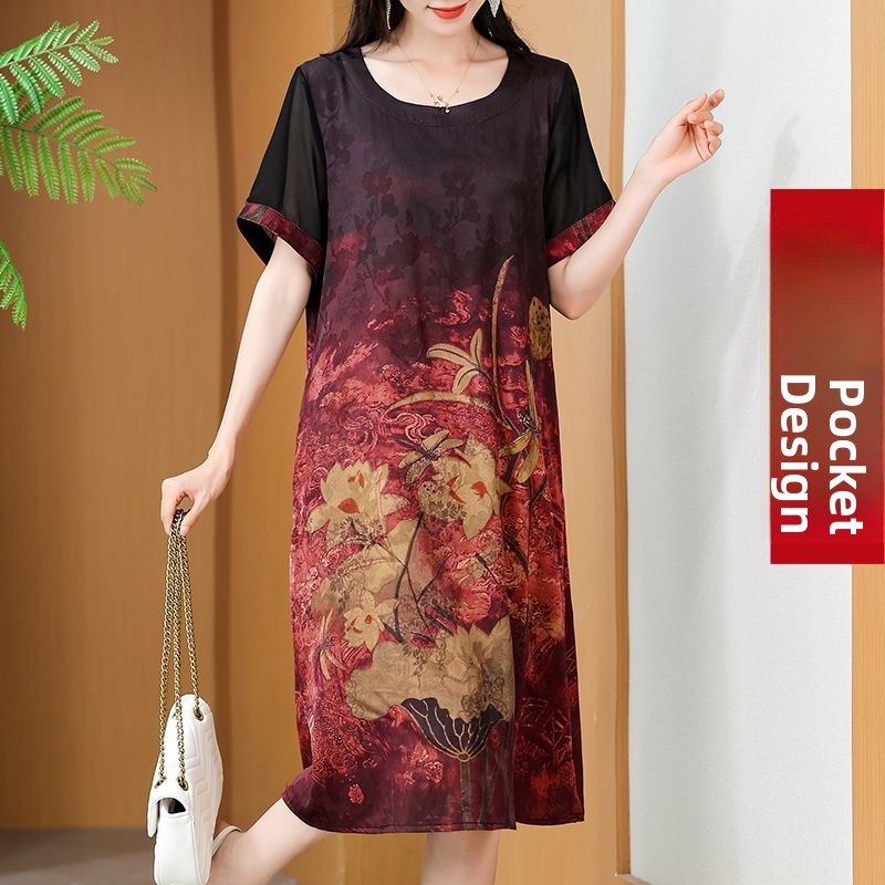 Elegant Mid-Length Printed Dre - Summer Clothing For Women Over 60 review and price