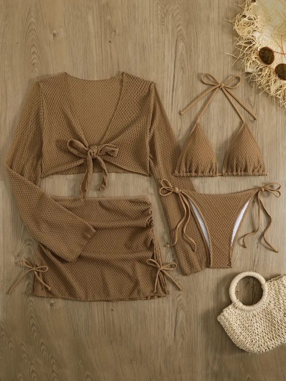 4 Piece Halter Bikinis Set 202 - Swim Cover Up Mesh review and price