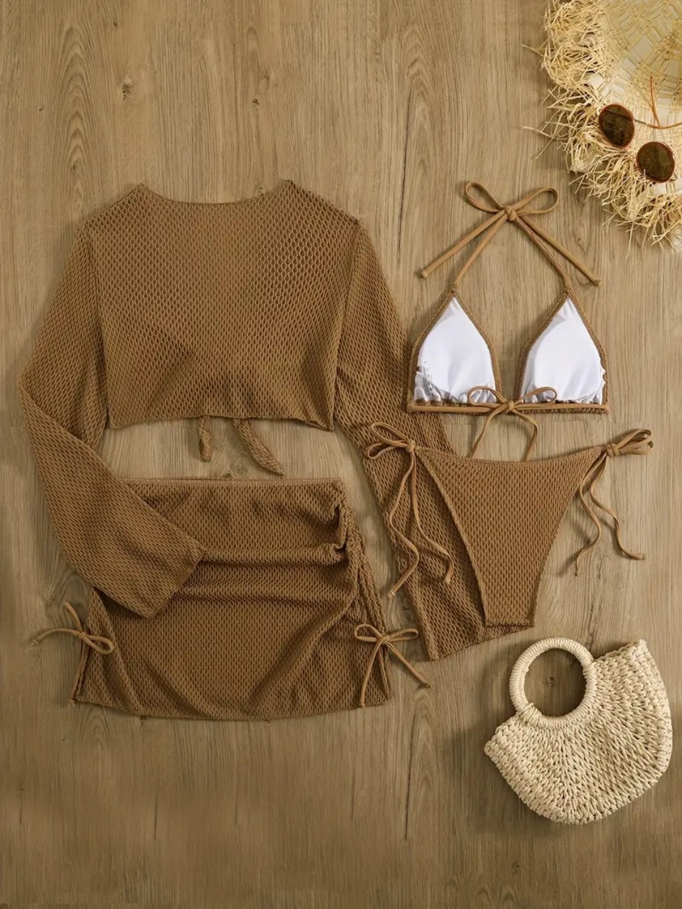 4 Piece Halter Bikinis Set 202 - Swim Cover Up Mesh review and price