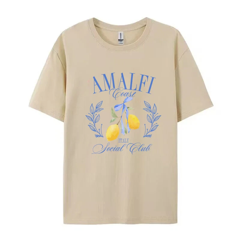 Lemon Print T-shirt Short Slee - Summer Clothing Aesthetic review and price