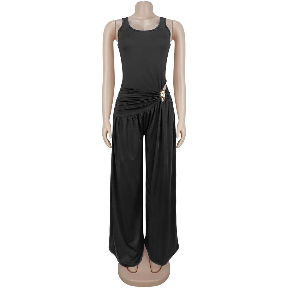 Solid Color 2 Piece Woman Set  - Palazzo Pant Wide review and price