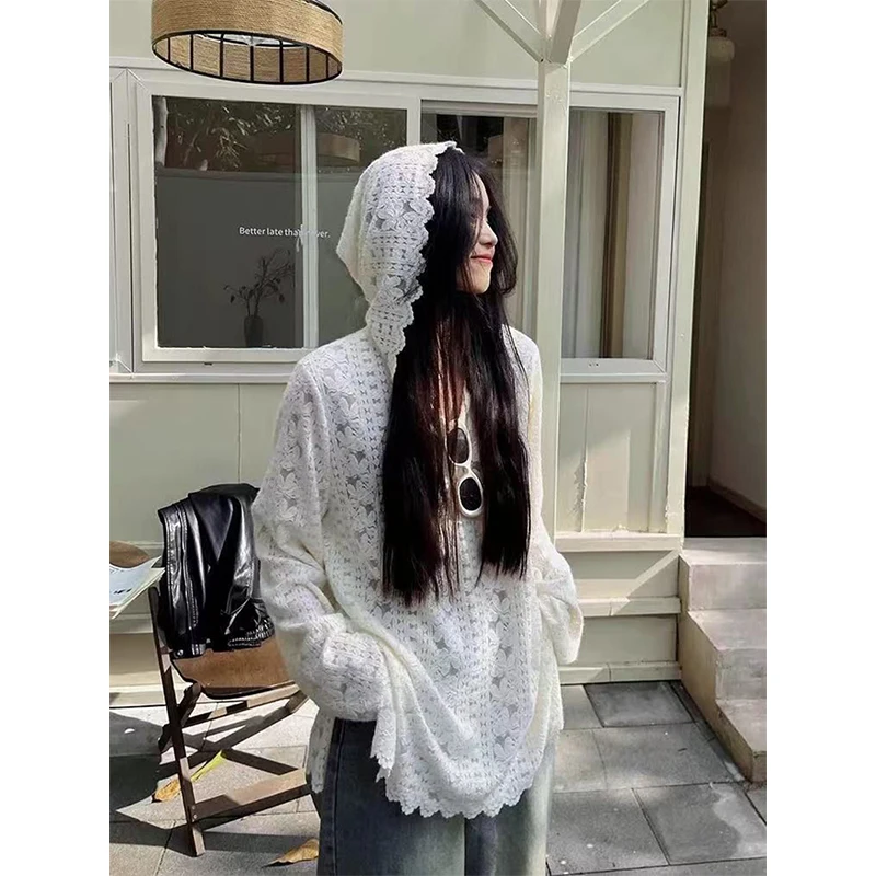 Y2K Lace Hooded Shirts Women S - Summer Clothing Aesthetic review and price