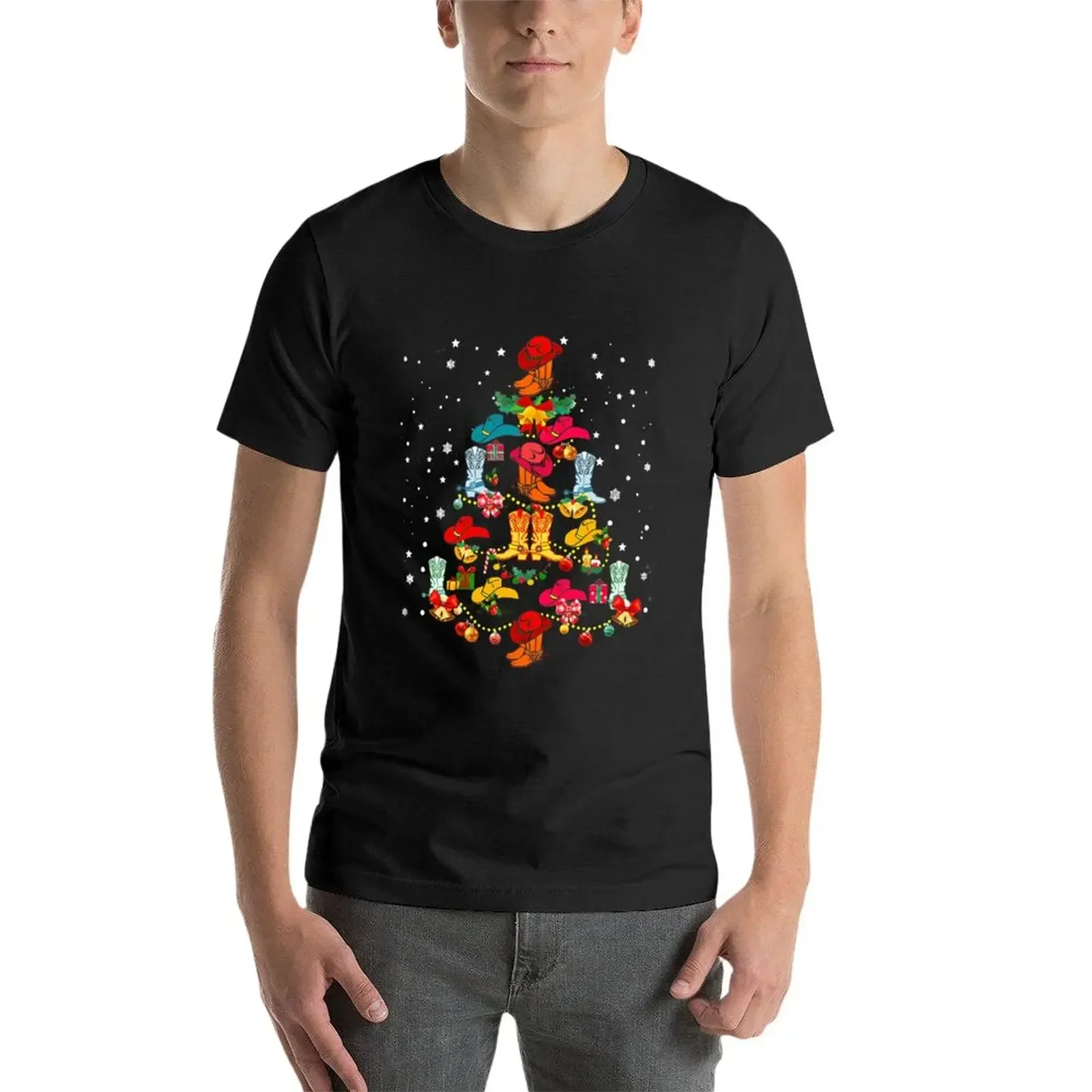 Cowboy Boots Christmas Tree T- - Summer Clothing Aesthetic review and price