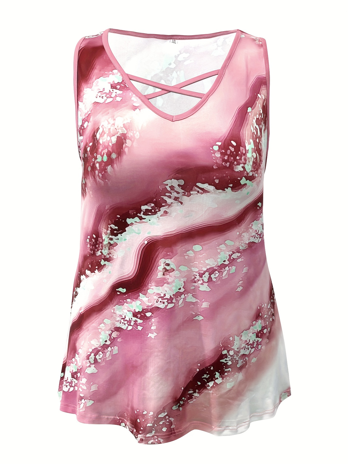 Plus Size Marble Print Tank To - Tank Top Breathable review and price