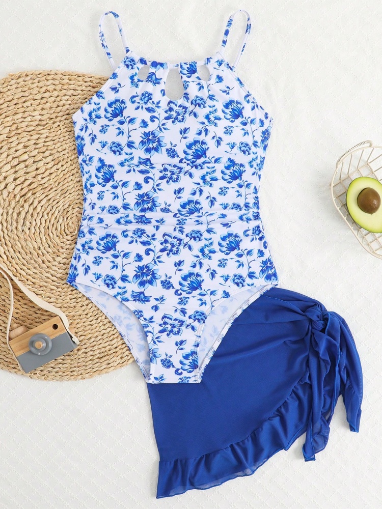 One Piece Girls Kids Swimsuit  - Swim Cover Up Mesh review and price